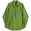 Frauenblusen elegant Woemns Turn-Down-Kragen Langarm Shirt 2023 Spring Chic Green Single Brea