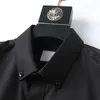 Men's Dress Shirt Flex Collar Stretch Solid Slim Fit Long Sleeve Shirts Designer Brand Letters Embroidery 2023 Spring Autumn 243G