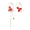 Baumeln Ohrringe Koreanische Mode Blütenblätter Blume Asymmetrische Tropfen Lange Geometrische Kreis Quaste Ohrring Frauen Schmuck Kronleuchter