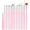 Nail Art Kits 12pcs Painting Brush Set Pen Drawing On Nails Design For Builder Gradient Gel Tools