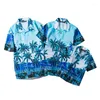 Camicie casual da uomo 2023 Camicie da bambino a maniche corte da ragazzo Camicia Hawaii per la spiaggia estiva Genitore-bambino Moda hawaiana Stampa albero di cocco