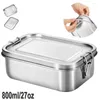 Dinnerware Sets Stainless Steel Lunch Container With Lock Clips And Leakproof Design 800ML Bento Boxes For Kids Or Adults-