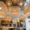 Lampade a sospensione LED cinese E27 Luce artistica Pastorale Fatto a mano Tessuto in rattan giapponese Ristorante Homestay Tatami Classico creativo