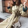 Women's Trench Coats 2023 Vrouwen Casual Effen Kleur Double Breasted Uitloper Sjerpen Kantoor Jas Chic Epaulet Ontwerp Embroidery Trenchcoat