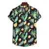 Camisas informales para hombre, camisa cubana para hombre, Tops hawaianos con estampado de plátano y piña para verano, ropa de playa de manga corta, camisa Tropical para hombre