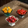 Plates Chinese-style Ceramic High-footed Refreshment Plate Fruit Nut Snack Storage Tray Modern Home Living Room Decoration
