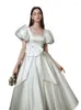 Party Dresses French Satin Light Wedding Dress 2023 White Slimming Retro Hepburn Style Court Princess Is Small