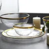 Borden helder glas goud slagtasje lader plaat transparante diner cake dessert kom set tafel groothandel bulk