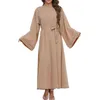 Casual Dresses Dress O-neck Long Sleeve Lace-up Robe Large Hem Traditional Elegant Female Vestidos