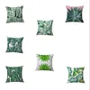 Taie d'oreiller avec feuilles de plantes vertes, housse de coussin, décoration de maison, plantes de forêt tropicale, canapé, voiture