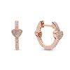 18k Rose Gold Pave Heart Båge örhängen med originallåda för Pandora Real Sterling Silver Wedding Party Jewelry for Women Cz Diamond Engagement Designer Earring Set