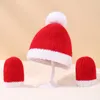 Bérets 2023 chapeau d'hiver mère enfants tricoté pull chapeaux rouge noël bébé chaud gants ensemble Bonnet Enfant Hiver accessoires