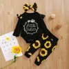 Clothing Sets Born Baby Girls Boys Clothes Letter Long Sleeve Romper Floral Print Pants Hairband Suit Girl Outfit Set Infant