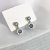 Dangle Earrings & Chandelier South Korea East Gate Gorgeous Wind Baroque Blue And White Crystal Pentagon Square Drill Long Ear Nails1