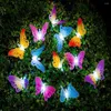 Decorações de jardim 12 LEDs de lâmpada solar lâmpada de borboleta luz
