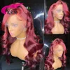 4 Lace Front Wigs 180% Red Body Wave Human Hair Colored For Women Brazilian Remy