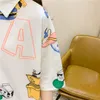Women's T Shirts Cute White Harajuku Printed Shirt Kawaii Cartoon Tee Tops Ladies Fashion Character Turn Down Collar T-shirt Women Clothing