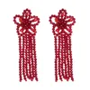 Dangle Earrings Bohemian Purple Long Tassel Drop Women Ethnic Red Handmade Bead Creative Flower Earring Christmas Wholesale