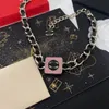 18-каратное позолоченное латунное медное ожерелье с подвеской, женская мода, дизайнерский бренд C-Letter, розовые квадратные ожерелья, колье-цепочка, кожаная цепочка Sil2052