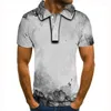 Polos pour hommes 2023 Homme Polo Shirt Mens Paysage Smog 3D Imprimé Casual T pour hommes Tops à manches courtes Tees