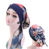 Berretti Cappello Nazionale Donna Hijab Per Ragazze Simulazione Seta Foulard intrecciato a bordo largo Berretto Chemioterapia Cofani Dormire Tempo libero