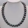 Chaînes Magnifique collier de perles d'eau douce noir paon 9-10 mm 18"