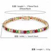 Link Bracelets 1Mixed Color Cubic Zircon Bracelet Bling Iced Out 1 Row CZ Stone Men's Hip Hop Jewelry Copper Tennis Chain Free Send