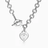 T designer coração pingente tag colar pulseira brincos feminino marca de luxo jóias clássico moda 925 prata esterlina rosa 253i