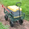 Kraflo Garden Suppliesユーティリティワゴンヤードメタルカート-550ポンドの重量容量取り外し可能なサイド折りたたみ式カート輸送用ヘビーデューティーホイールバローカート
