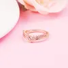 Rose Gold Plated Timeless Wish Floating Pave Ring Fit Pandora Jewelry Engagement Wedding Lovers Fashion Ring