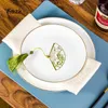 Plattor enkelhet Golden Edge Ceramic Plate Hushåll Matbordsbord Steak Dinner Dessert Sallad Rishes Luxurious Table Seary Set