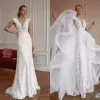 Abiti da sposa eleganti con applicazioni in pizzo Abiti da sposa con strascico staccabile Su misura senza maniche con scollo a V e bottoni Vestido de novia 2022