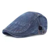 Basker mode cowboy hattar för män retro denim sboy women hatt unisex casual bomull basker hip hop flat casquette gorras mössor