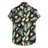 Camisas informales para hombre, camisa cubana para hombre, Tops hawaianos con estampado de plátano y piña para verano, ropa de playa de manga corta, camisa Tropical para hombre