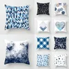 Kuddefodral 45x45cm Blue Geometric Pillow Case Peach Skin Cushion Cover Abstract Printed Decorative Home Textile Products