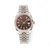 MENS Titta på 41mm Datejust Chocolate Dial Asian 2813 Movement Automatic Mechanical Rose Gold Two Tone Jubilee Strap Sapphire Glass Luminous Armtwatch