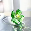 Dekorativa figurer HD Crystal Flower Dreams Four-Leaf Clover Figurin Collectibles Art Glass Staty Ornament Lycklig gåva för bilbord