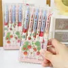 1Pcs Sweet Girl 0.5mm Fresh Pink Peach Gel Pen Kawaii Strawberry Fruit Press Neutral Cute School Writing Supplies Gift