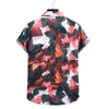 Men's Casual Shirts 2023 Summer Men's Graffiti Print Hawaiian Shirt Fashion Short Sleeve Button Personality Beach