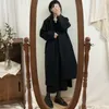 Wełna Women Blends Women Coats Long elegancka pojedyncza kobieta wypoczynek Slim Autumn Empear Wysoka jakość płaszczy Black Allmatch 230107