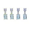 Dangle Earrings & Chandelier Classic Crystal Sea Blue Cubic Zirconia Stud For Women 925 Sterling Silver Cute Jewelry Simple Luxury Gift