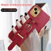 Fashion Plating Girls Wonmen Crocodile Cases PU leather Wristband Bracket Strap 6D Shockproof Cover Camera Lens Protection For iPhone 15 14 13 12 11 Pro MAX 8 7 Plus