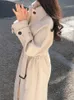レディースウールブレンド綿パッドが厚くなった冬の最新韓国語バージョンロングルーズアンドシンコート女性秋の衣類230107