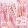 1Pcs Sweet Girl 0.5mm Fresh Pink Peach Gel Pen Kawaii Strawberry Fruit Press Neutral Cute School Writing Supplies Gift