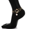 Anklets mode personlighet flerskiktsmetallfotprydnader kontrakterade stjärnor The Moon Female Temperament MS turistgåvor