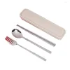 Dinnerware Sets 3Pcs/Set Spoon Anti-deform Rust-proof Stainless Steel Portable Flatware Set For Home Tableware