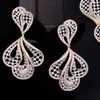 Naszyjniki Ustaw Godki Luksusowe pióro liść 4pcs afrykański sześcien cyrkon cz Nigerian for Women Wedding Dubai Gold Bridal