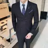 Męskie garnitury Mężczyźni Slim Fit 3 -częściowe podwójne piersi Tuxedos Casual Business Kurtka Blezer Vest Pants na wesele