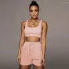 Suits-survêtements pour femmes Summer grande taille Femmes Casual Sportswear Two Piece Sets Sexy Trawstring Croptop and Shorts Matching Set Athleisure 2023