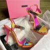İlkbahar ve Sonbahar Moda Kadın Sandalları Bowknot Kristal Ayak Bileği Kayışı Yüksek Topuk Ayakkabı Yuvarlak Baş İnce Yüksek Heeshoe Düğün Kutlaması Dans Tasarım Ayakkabı Fabrikası